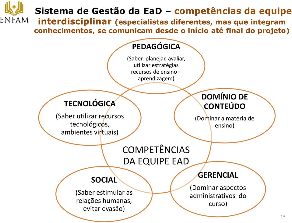 aprendizagem) TECNOLÓGICA (Saber utilizar recursos tecnológicos, ambientes virtuais) DOMÍNIO DE CONTEÚDO (Dominar a matéria de