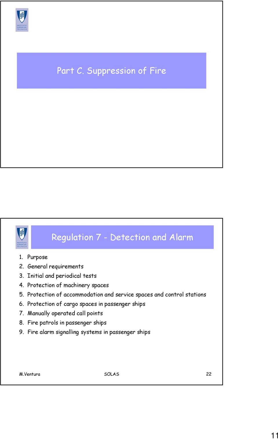 Protection of accommodation and service spaces and control stations 6.