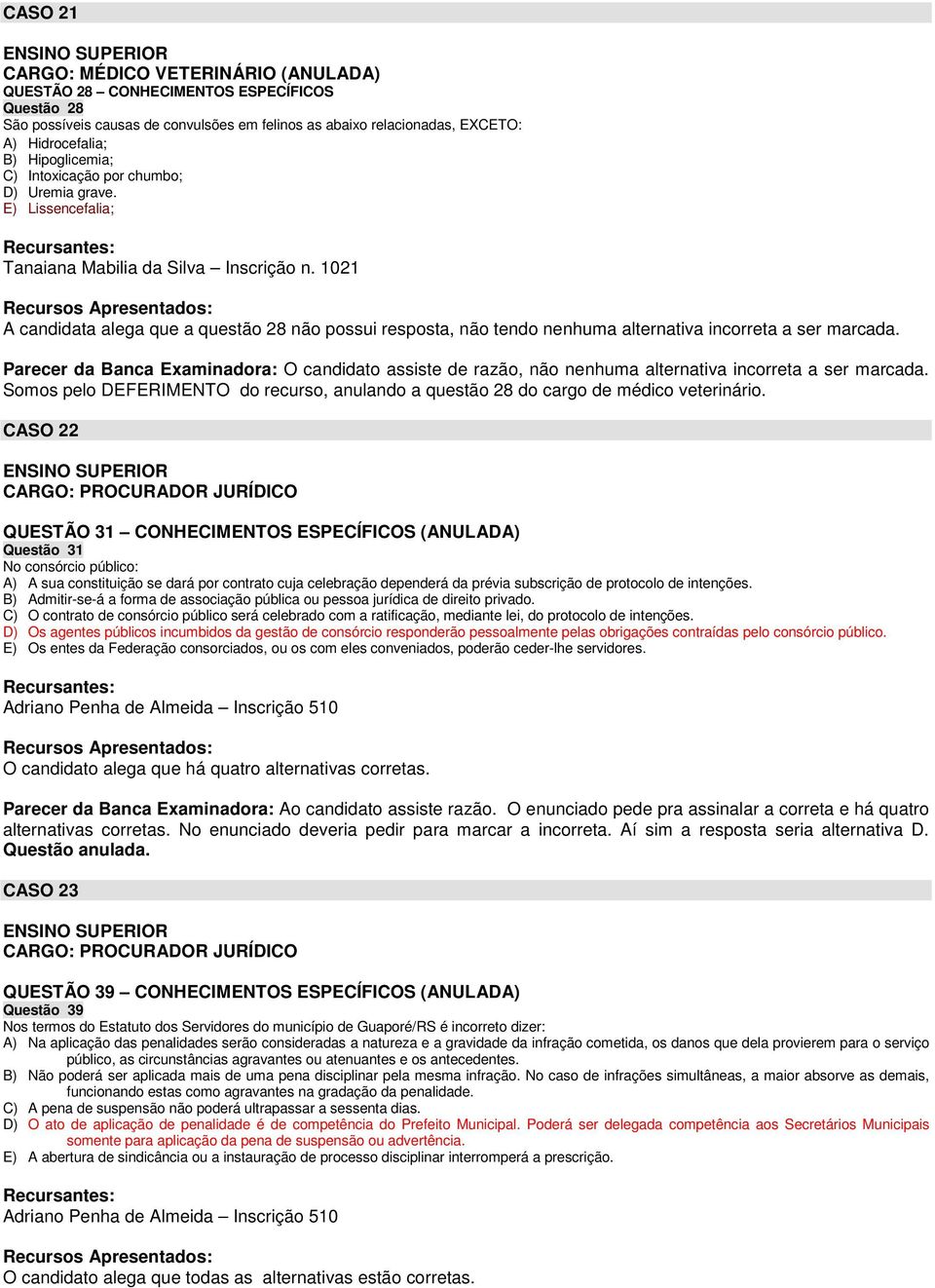 1021 A candidata alega que a questão 28 não possui resposta, não tendo nenhuma alternativa incorreta a ser marcada.