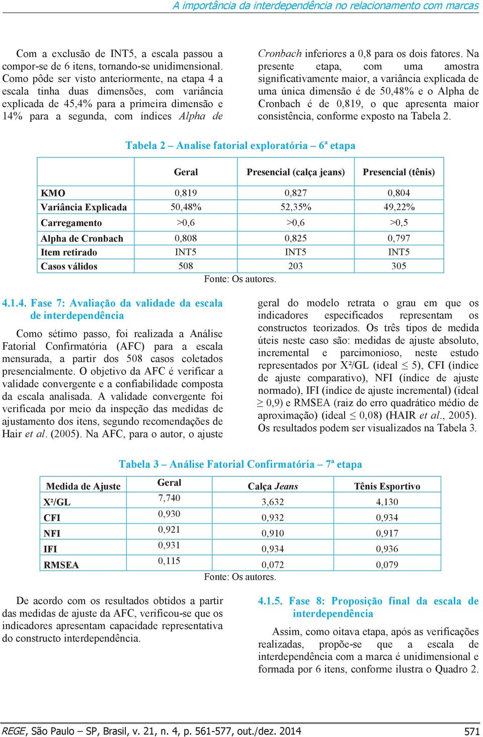 0,8 para os dois fatores.