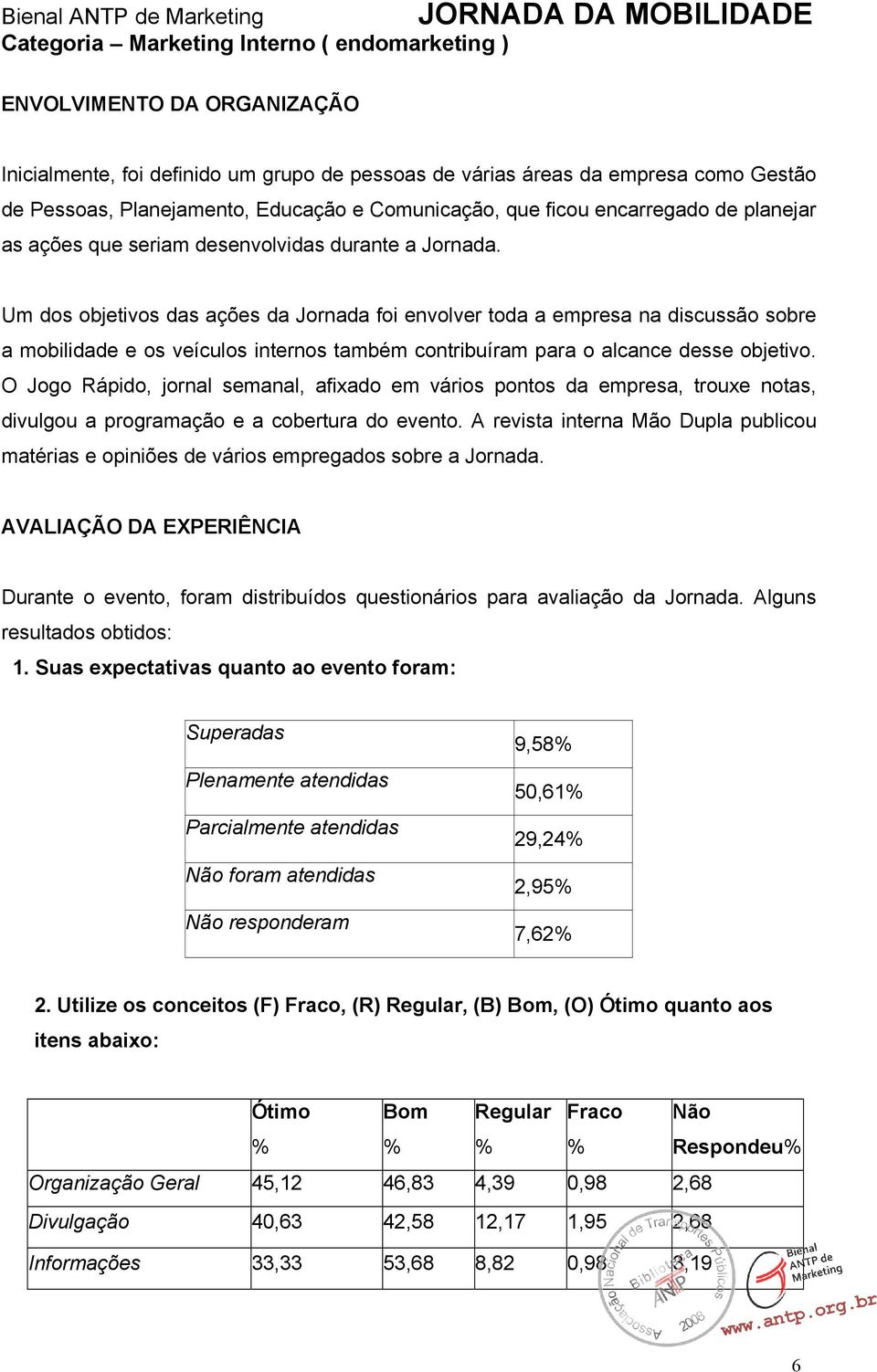 Um dos objetivos das ações da Jornada foi envolver toda a empresa na discussão sobre a mobilidade e os veículos internos também contribuíram para o alcance desse objetivo.