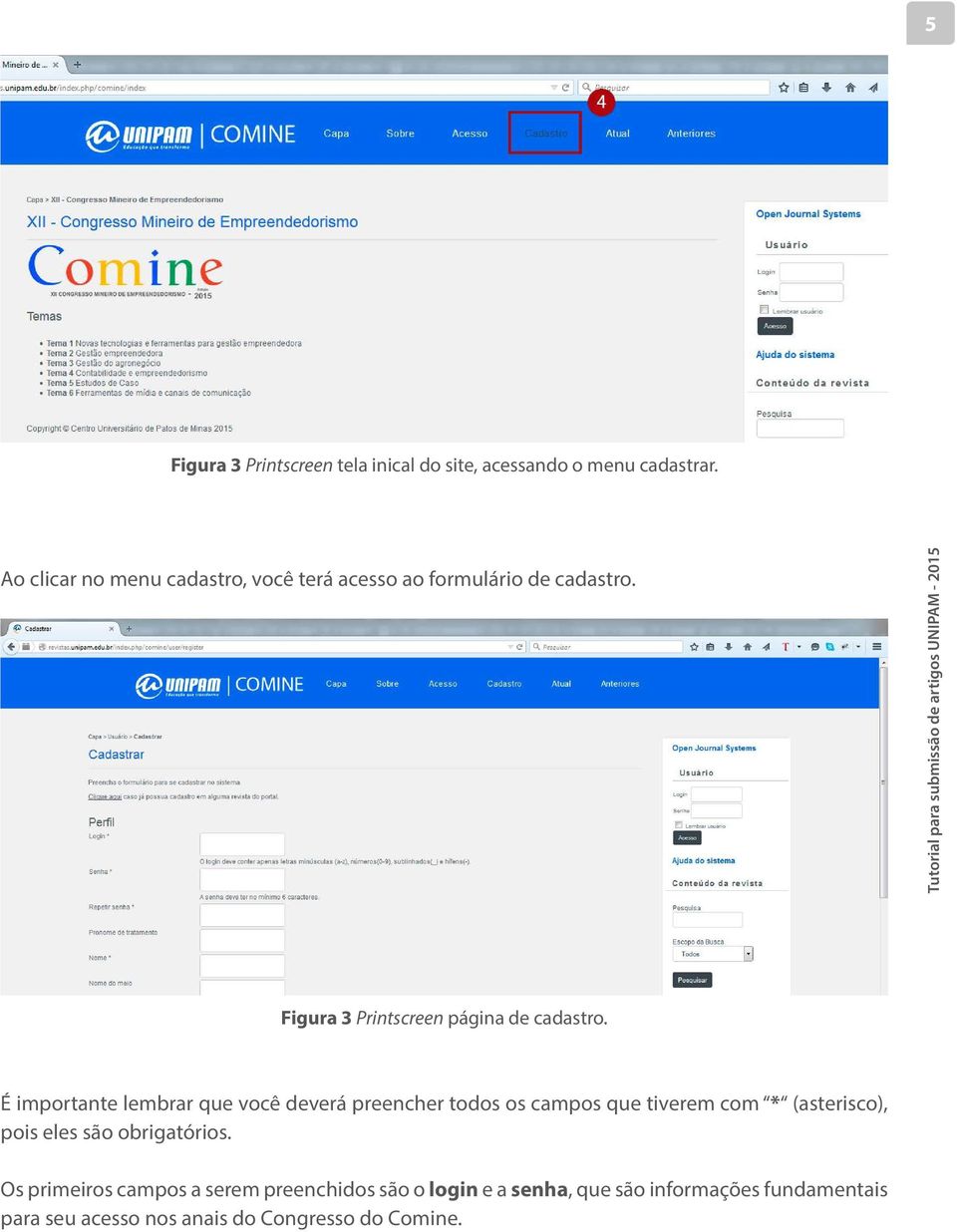 É importante lembrar que você deverá preencher todos os campos que tiverem com * (asterisco), pois eles são