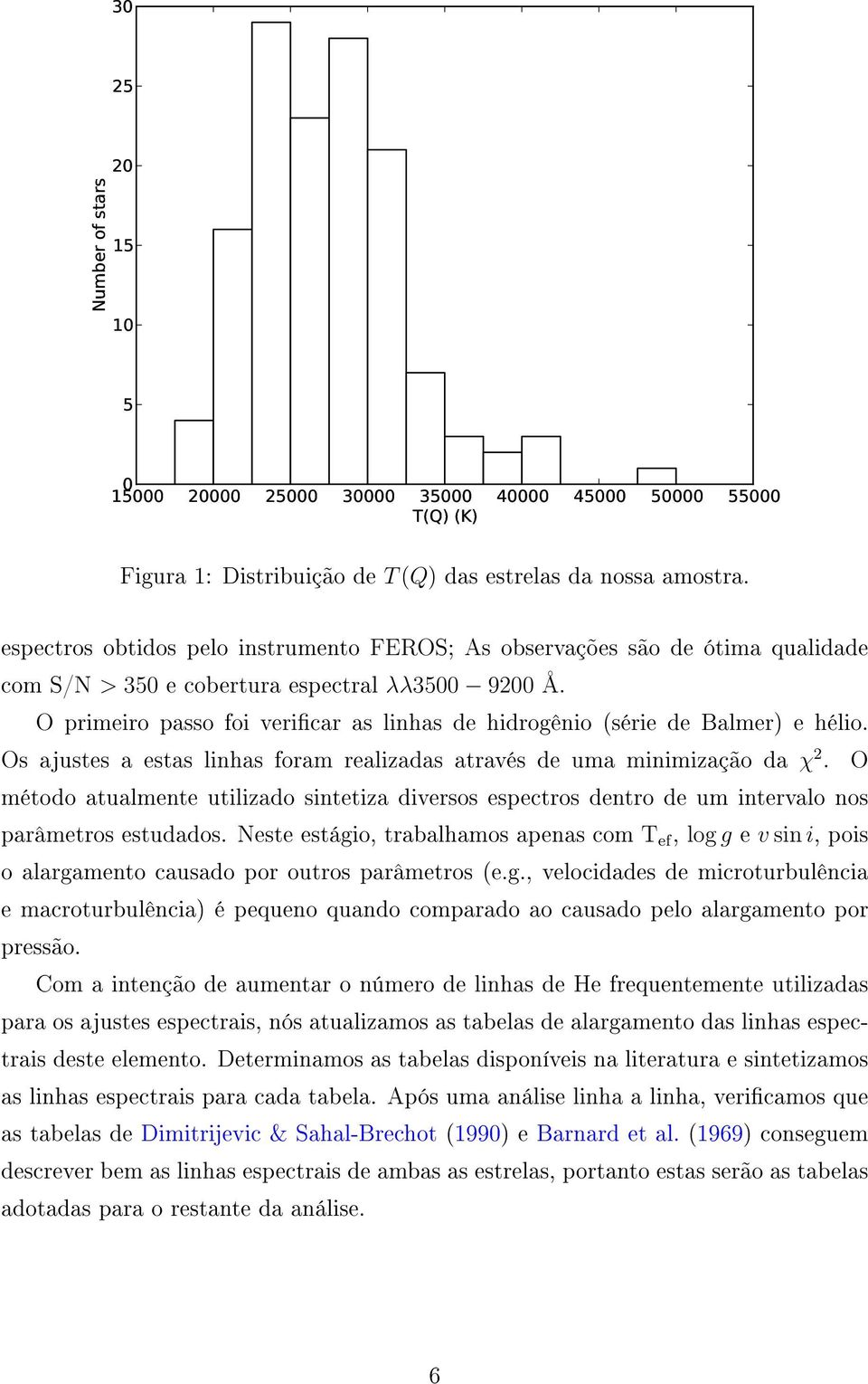 O primeiro passo foi vericar as linhas de hidrogênio (série de Balmer) e hélio. Os ajustes a estas linhas foram realizadas através de uma minimização da χ 2.