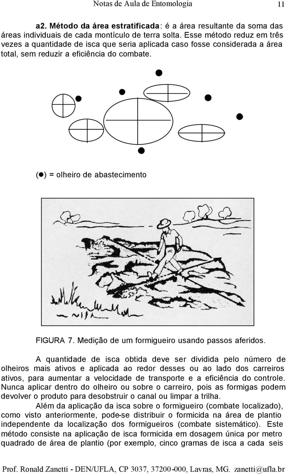 Medição de um formigueiro usando passos aferidos.