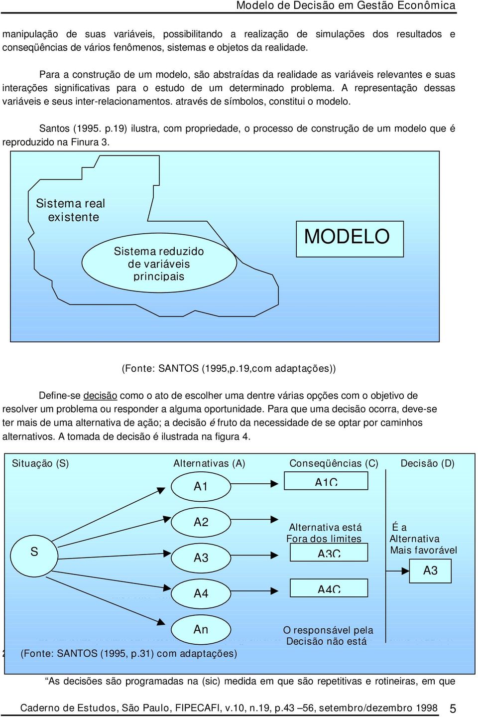 A representação dessas variáveis e seus inter-relacionamentos. através de símbolos, constitui o modelo. Santos (1995. p.