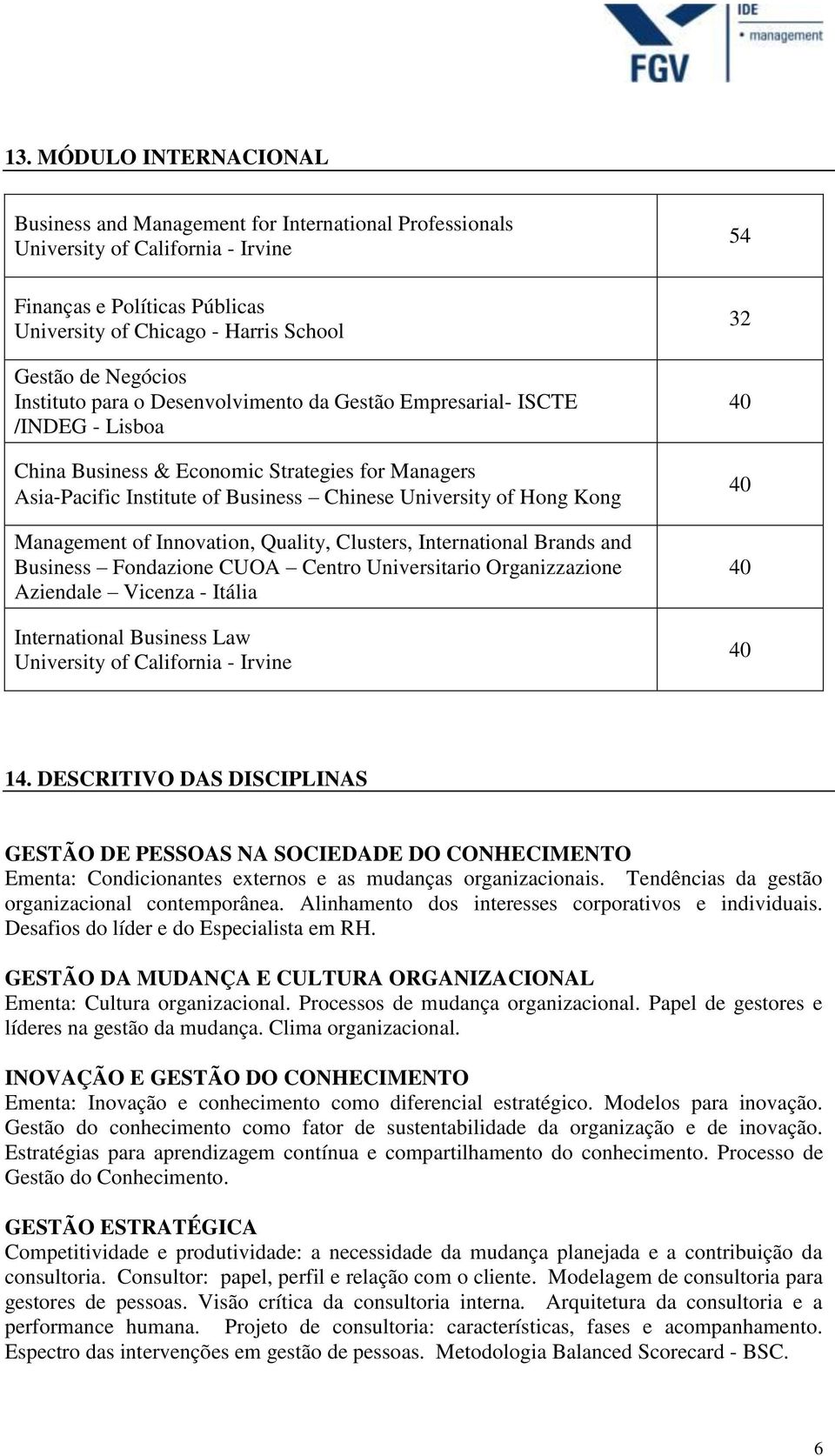 Kong Management of Innovation, Quality, Clusters, International Brands and Business Fondazione CUOA Centro Universitario Organizzazione Aziendale Vicenza - Itália International Business Law