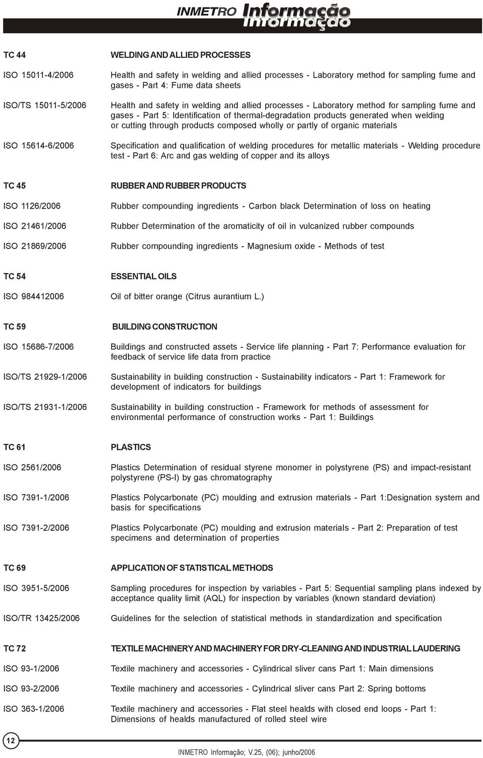 cutting through products composed wholly or partly of organic materiais Specification and qualification of welding procedures for metallic materiais - Welding procedure test - Part 6: Arc and gas