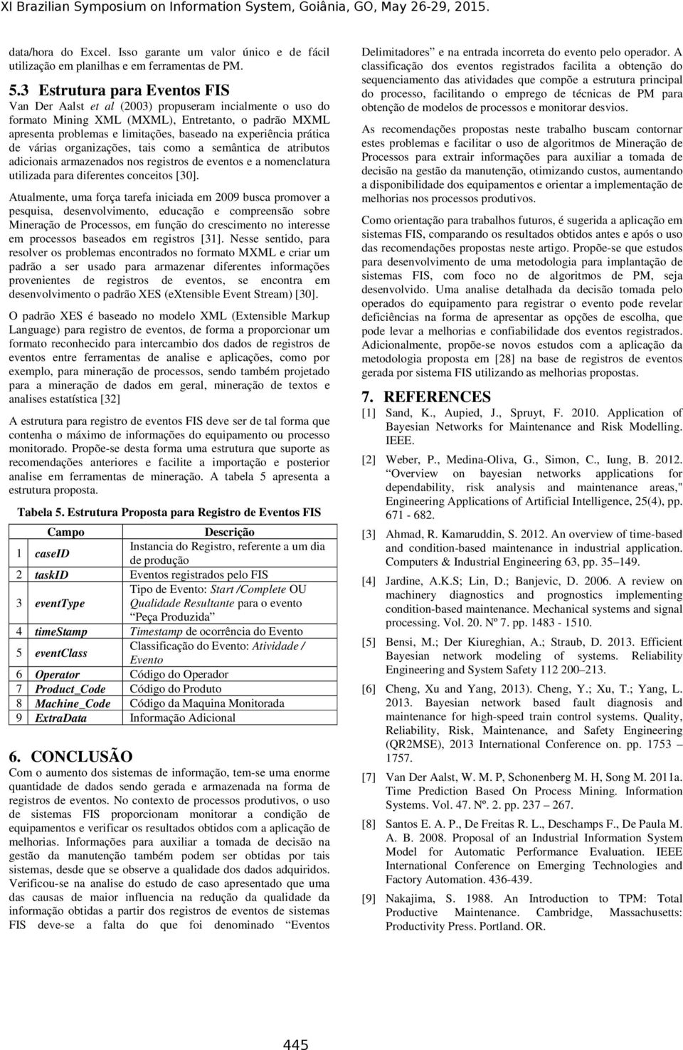 prática de várias organizações, tais como a semântica de atributos adicionais armazenados nos registros de eventos e a nomenclatura utilizada para diferentes conceitos [30].