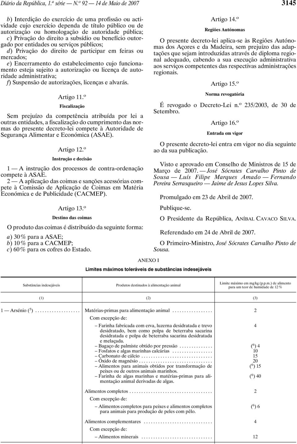 direito a subsídio ou benefício outorgado por entidades ou serviços públicos; d) Privação do direito de participar em feiras ou mercados; e) Encerramento do estabelecimento cujo funcionamento esteja