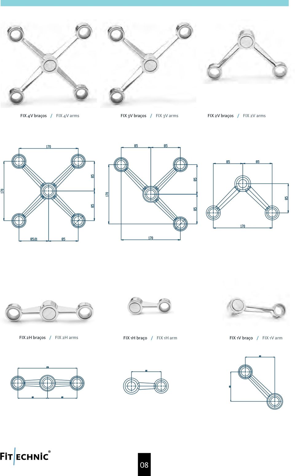 2V arms FIX 2H braços / FIX 2H arms FIX