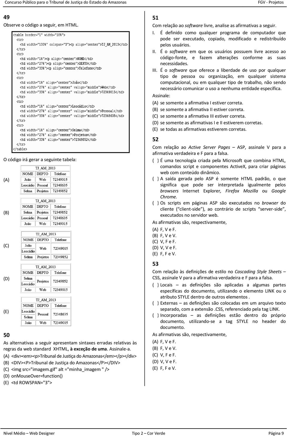 (A) <div><em><p> >Tribunal de Justiça do Amazonas</em></p></div> (B) <DIV><P>Tribunal de Justiça do Amazonas< </P></DIV> (C) <img src="imagem.