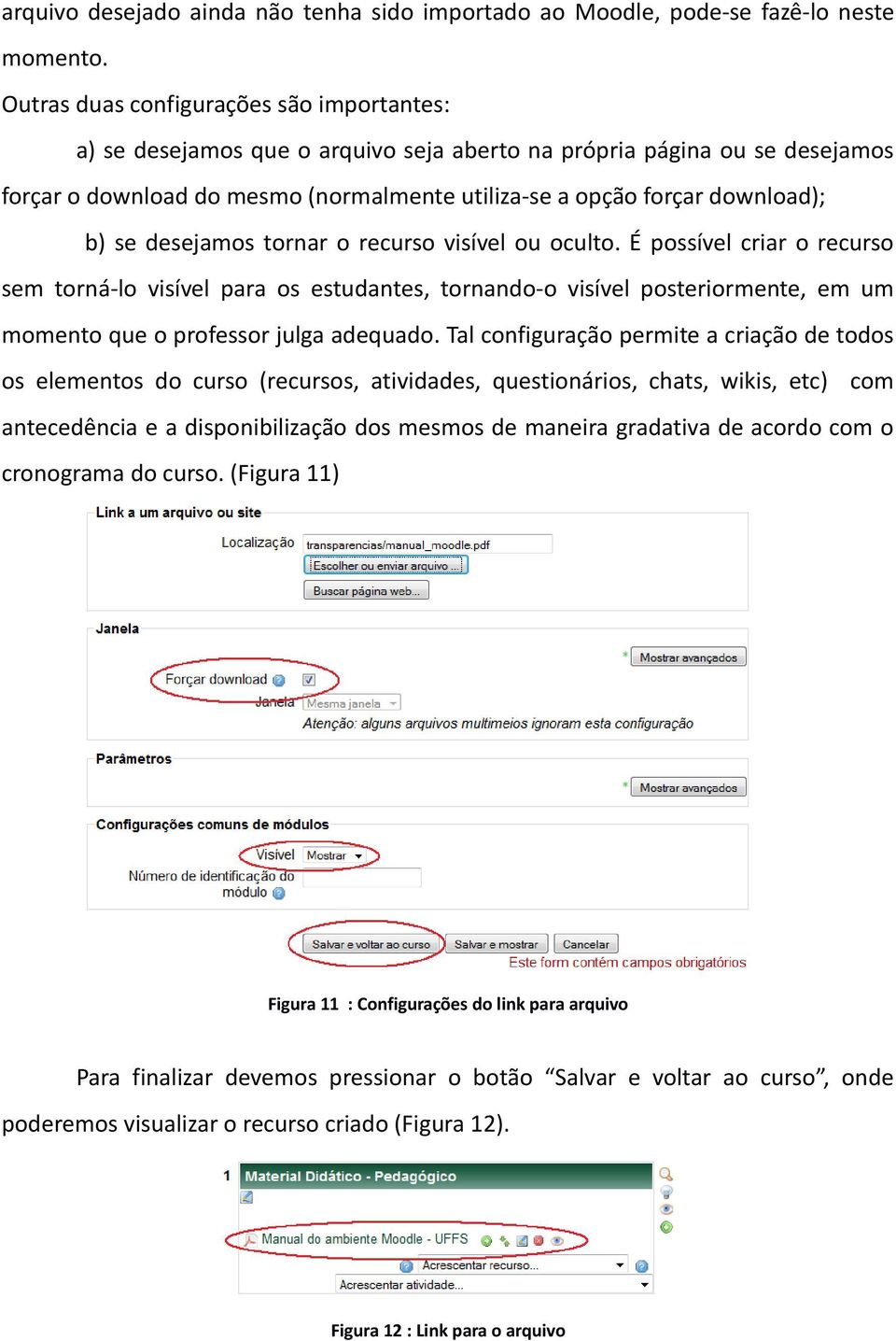 se desejamos tornar o recurso visível ou oculto. É possível criar o recurso sem torná-lo visível para os estudantes, tornando-o visível posteriormente, em um momento que o professor julga adequado.