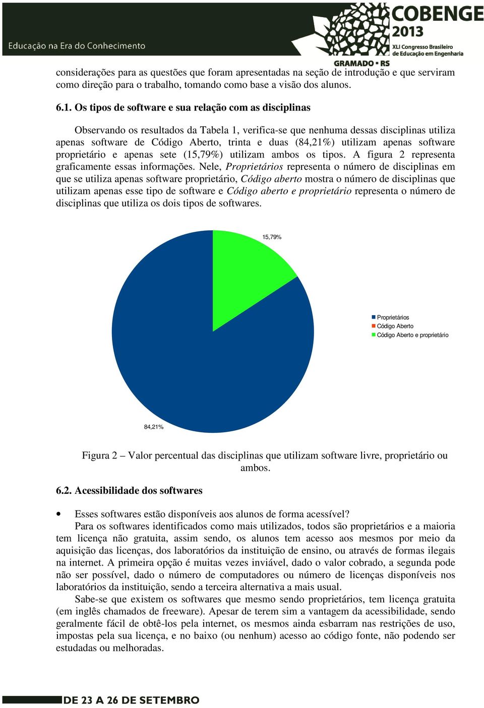 utilizam apenas software proprietário e apenas sete (15,79%) utilizam ambos os tipos. A figura 2 representa graficamente essas informações.