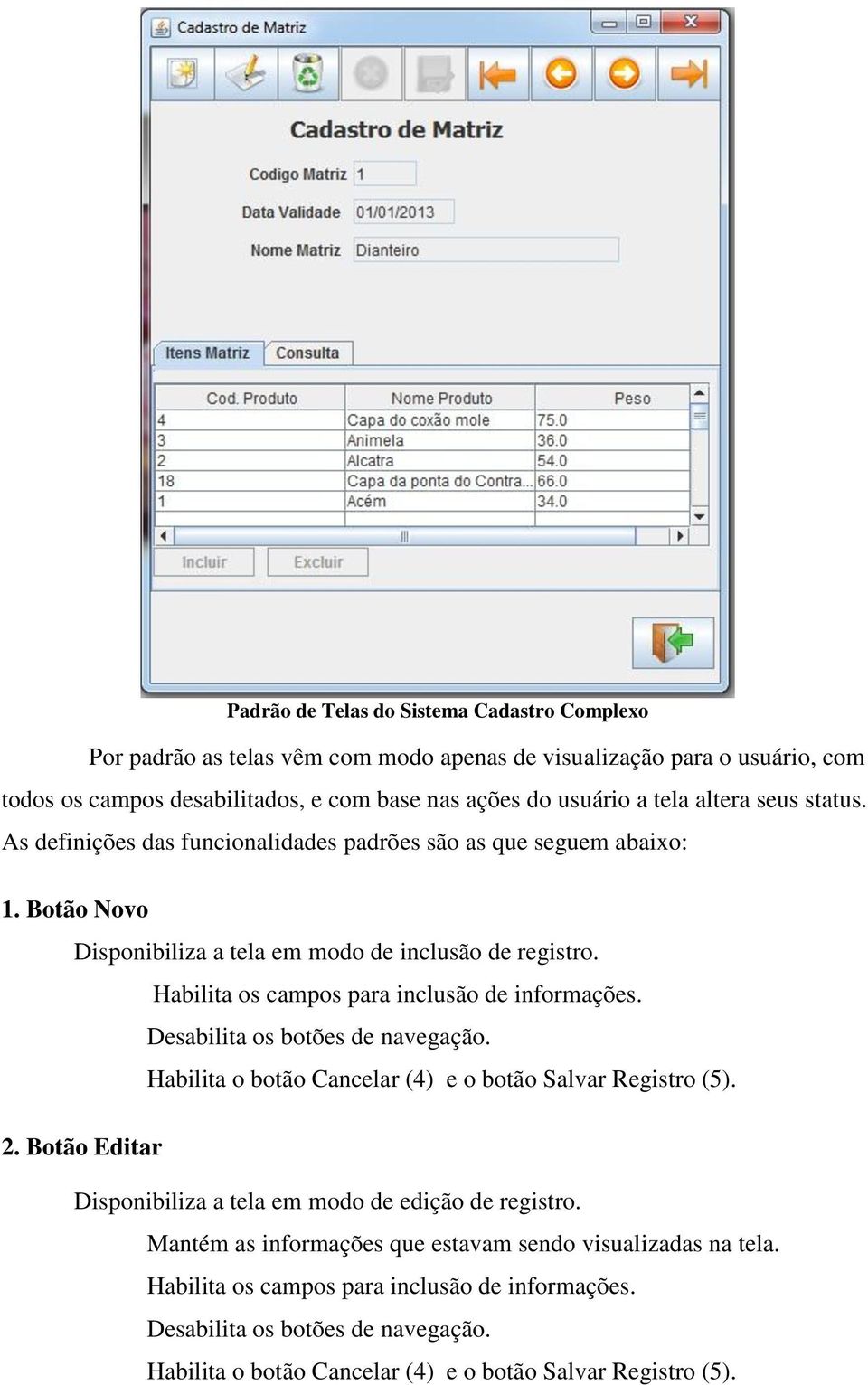 Habilita os campos para inclusão de informações. Desabilita os botões de navegação. Habilita o botão Cancelar (4) e o botão Salvar Registro (5). 2.