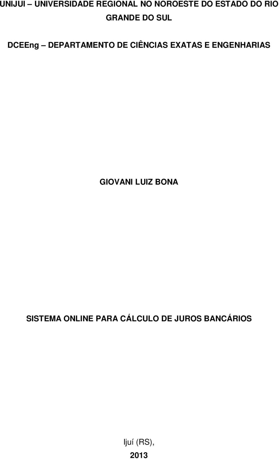 CIÊNCIAS EXATAS E ENGENHARIAS GIOVANI LUIZ BONA