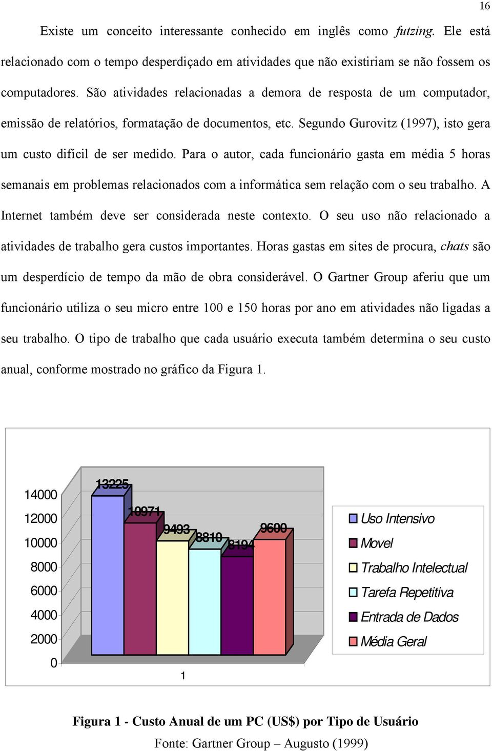 Para o autor, cada funcionário gasta em média 5 horas semanais em problemas relacionados com a informática sem relação com o seu trabalho. A Internet também deve ser considerada neste contexto.