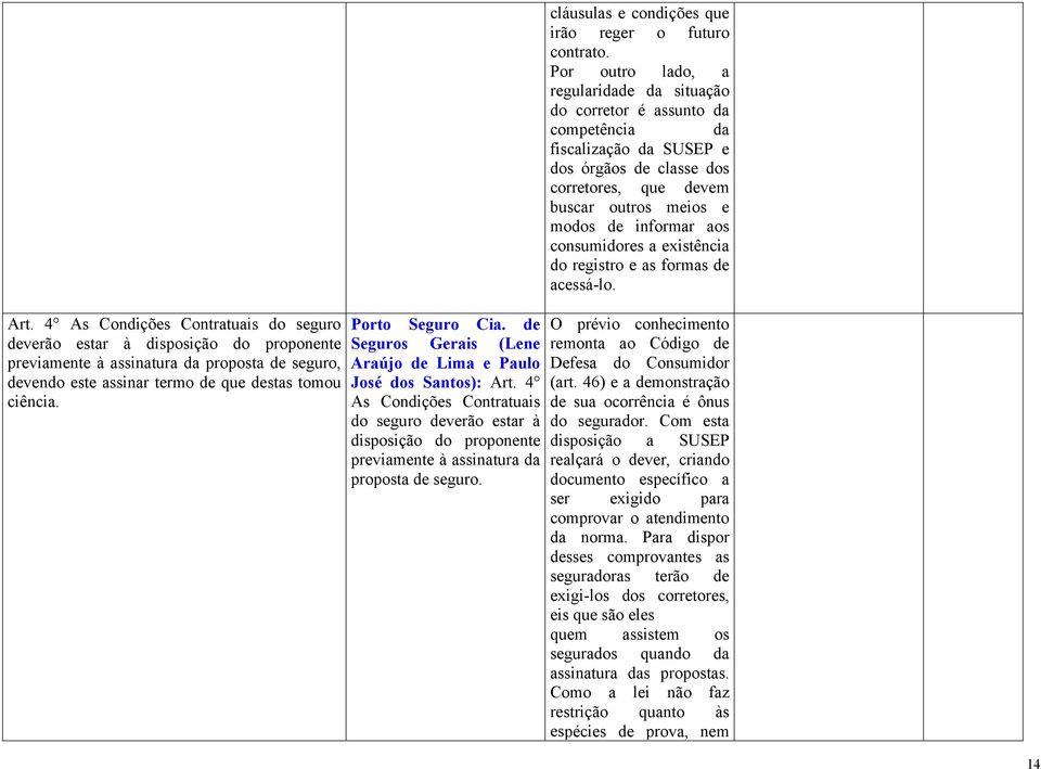 4 As Condições Contratuais do seguro deverão estar à disposição do proponente previamente à assinatura da proposta de seguro. cláusulas e condições que irão reger o futuro contrato.