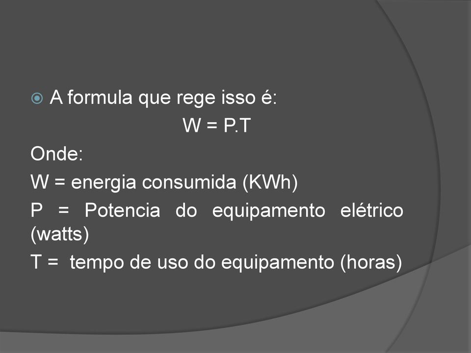 Potencia do equipamento elétrico