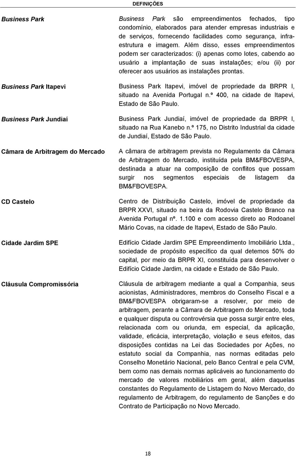 Além disso, esses empreendimentos podem ser caracterizados: (i) apenas como lotes, cabendo ao usuário a implantação de suas instalações; e/ou (ii) por oferecer aos usuários as instalações prontas.