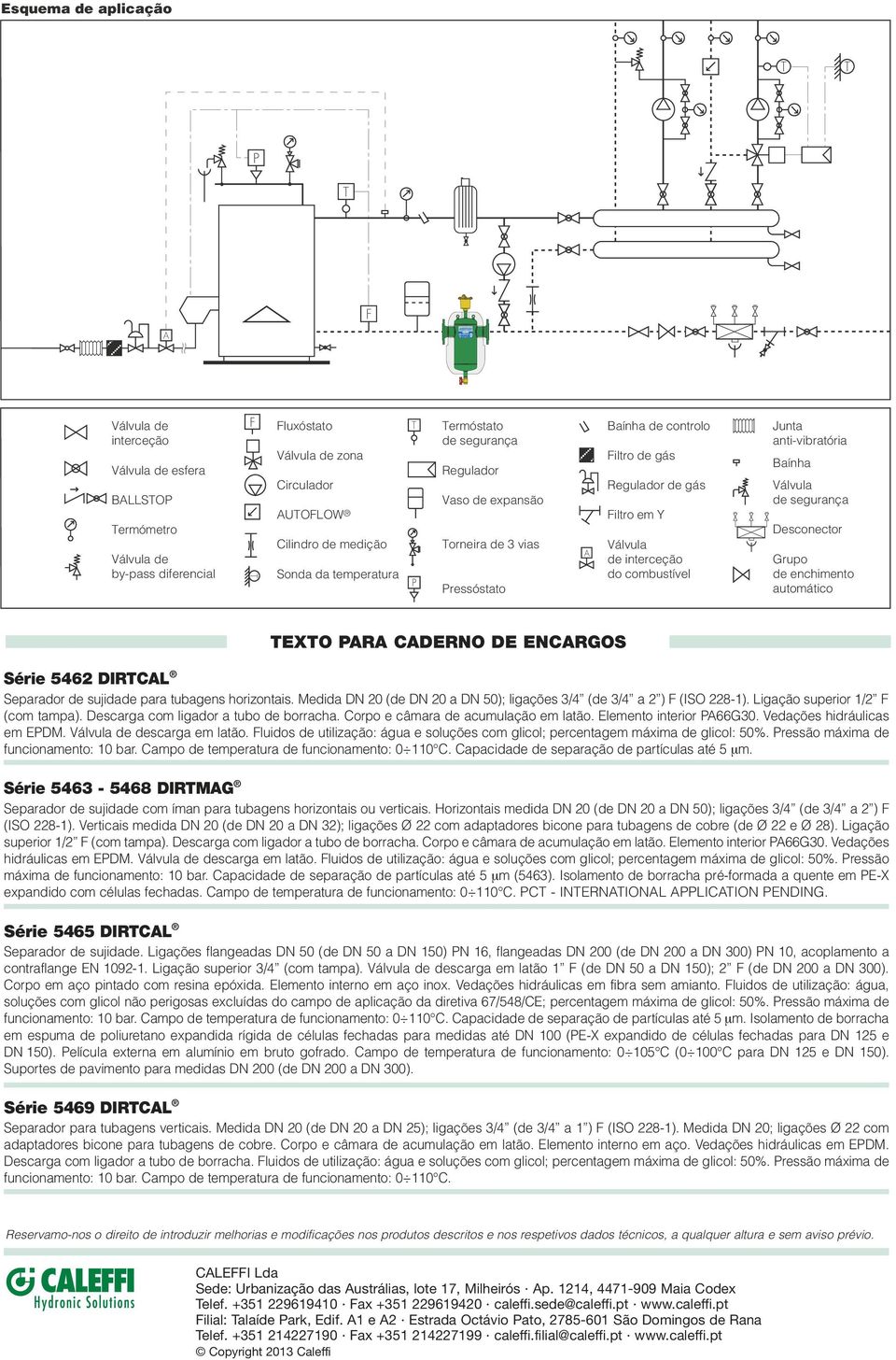 interceção do combustível Junta anti-vibratória aínha Válvula de segurança esconector Grupo de enchimento automático XO PR RNO NRGOS Série 546 IRL Separador de sujidade para tubagens horizontais.