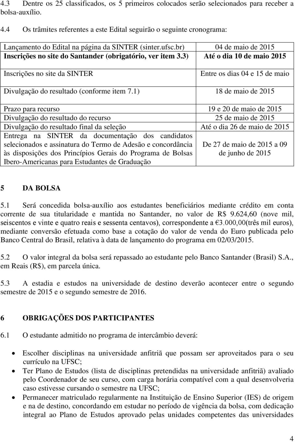 br) 04 de maio de 2015 Inscrições no site do Santander (obrigatório, ver item 3.