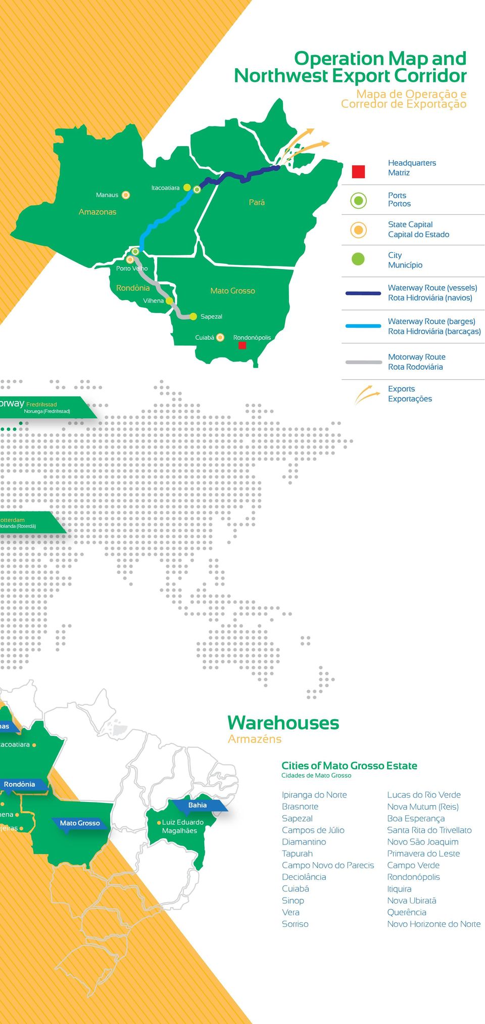 Rodoviária rway Fredrikstad Noruega (Fredrikstad) Exports Exportações otterdam olanda (Roterdã) as acoatiara Warehouses Armazéns Rondônia ena jeiras Mato Grosso Bahia Luiz Eduardo Magalhães Cities of