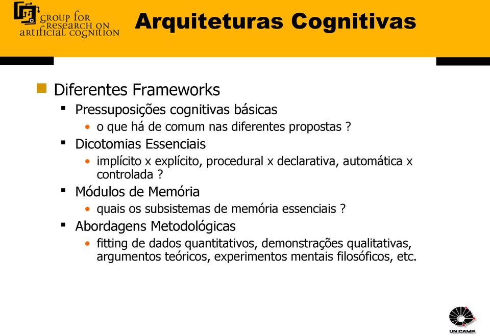 Dicotomias Essenciais implícito x explícito, procedural x declarativa, automática x controlada?