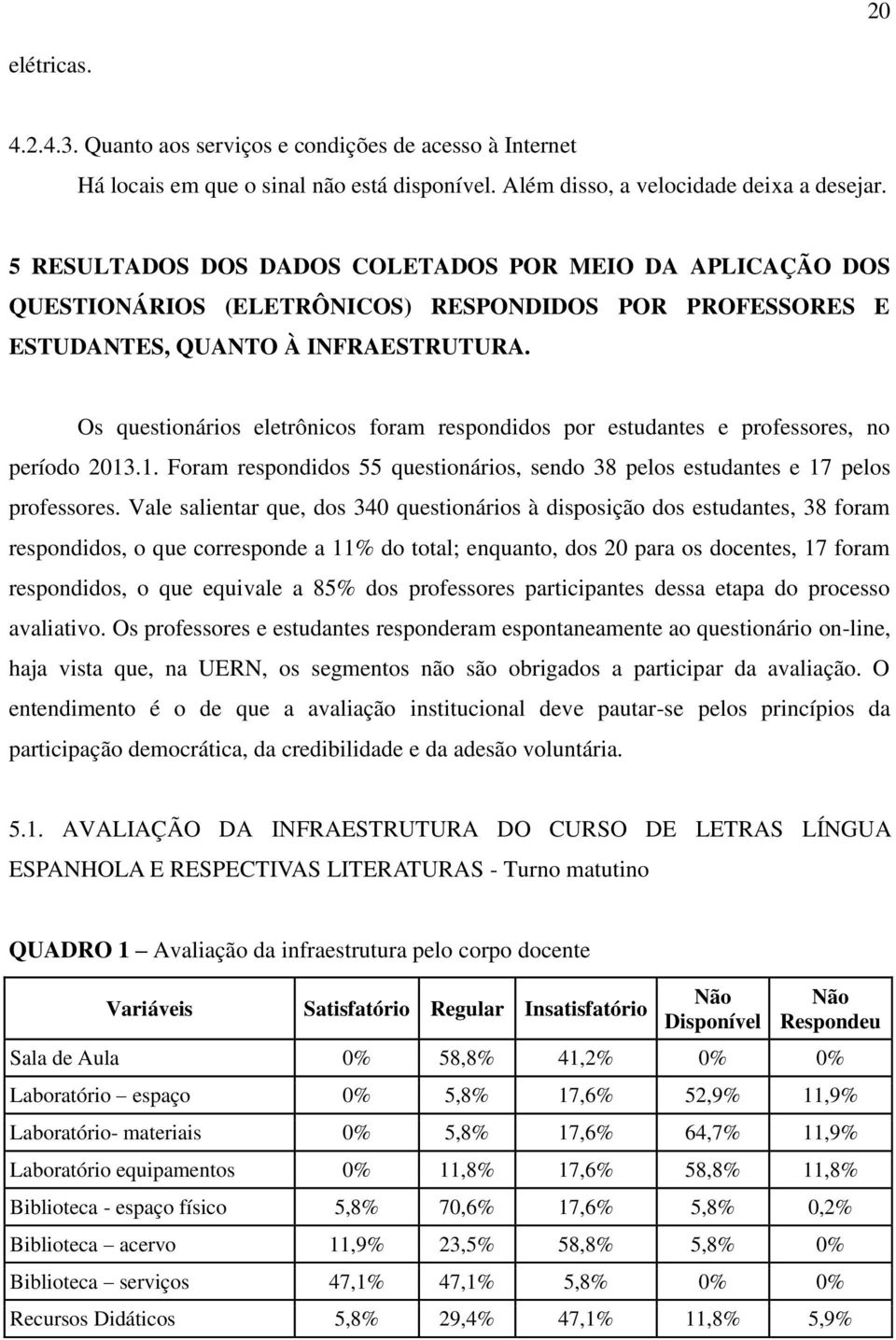 Os questionários eletrônicos foram respondidos por estudantes e professores, no período 2013.1. Foram respondidos 55 questionários, sendo 38 pelos estudantes e 17 pelos professores.