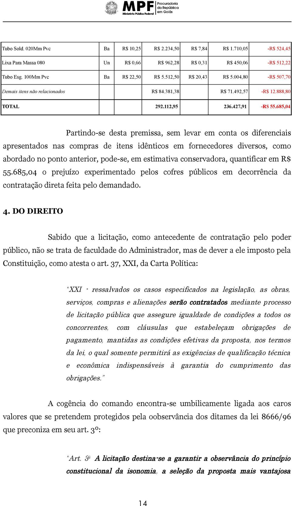 685,04 Partindo-se desta premissa, sem levar em conta os diferenciais apresentados nas compras de itens idênticos em fornecedores diversos, como abordado no ponto anterior, pode-se, em estimativa