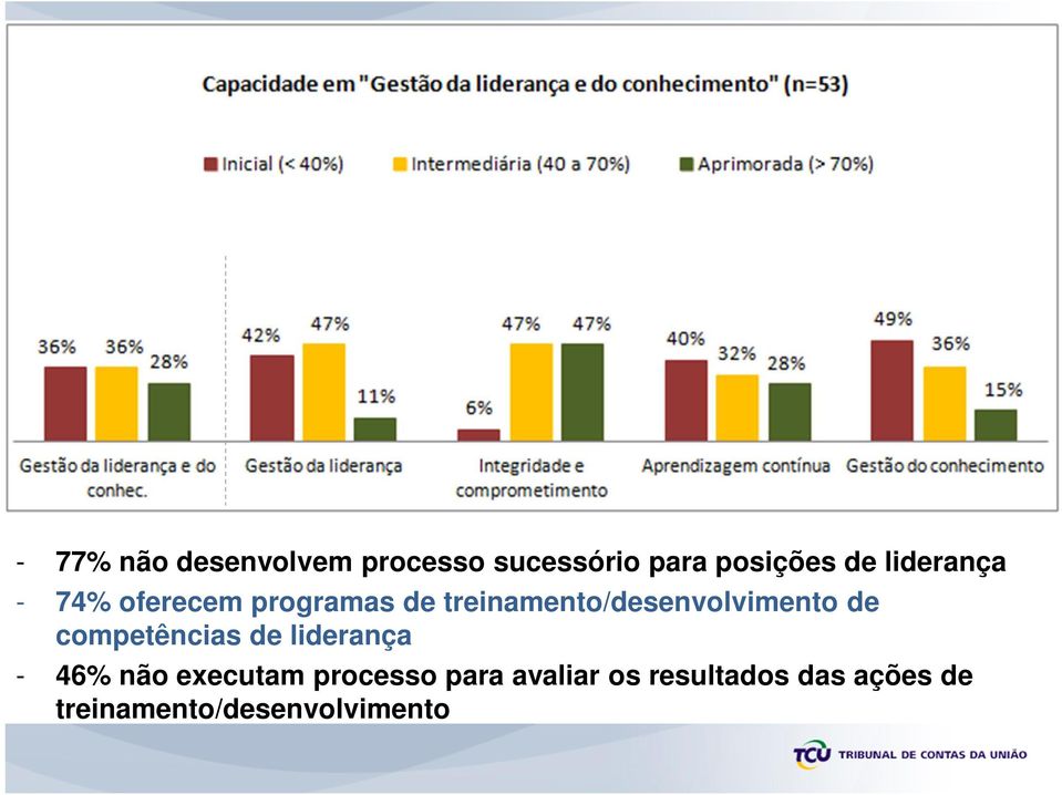 treinamento/desenvolvimento de competências de liderança - 46%