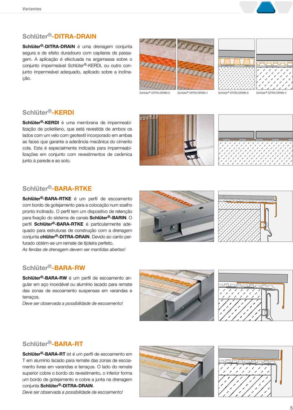 Schlüter -DITRA-DRAIN 8 Schlüter -DITRA-DRAIN 4 Schlüter -DITRA-DRAIN 8 Schlüter -DITRA-DRAIN 4 Schlüter -KERDI Schlüter -KERDI é um membrn de impermebilizção de polietileno, que está revestid de