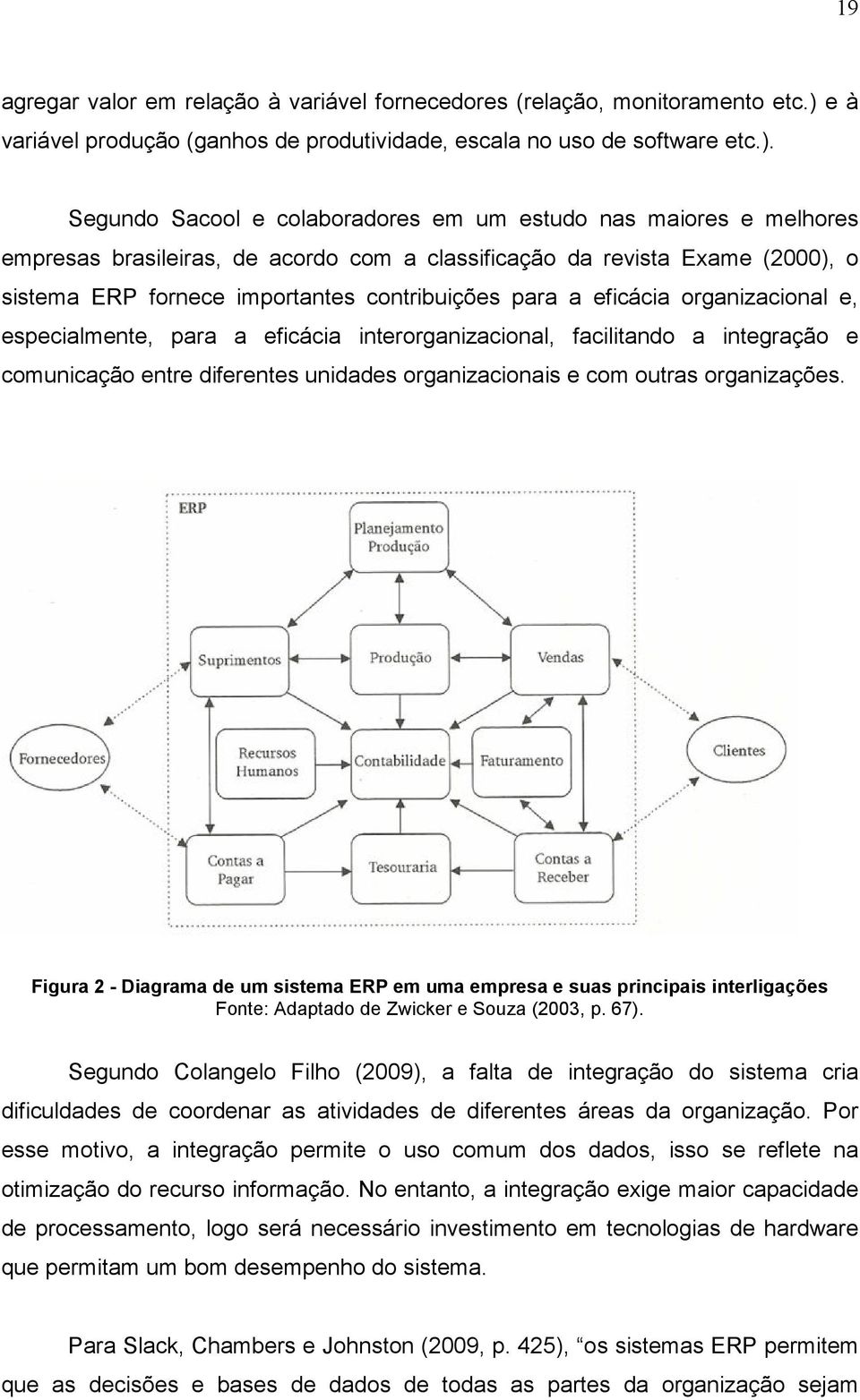 Segundo Sacool e colaboradores em um estudo nas maiores e melhores empresas brasileiras, de acordo com a classificação da revista Exame (2000), o sistema ERP fornece importantes contribuições para a