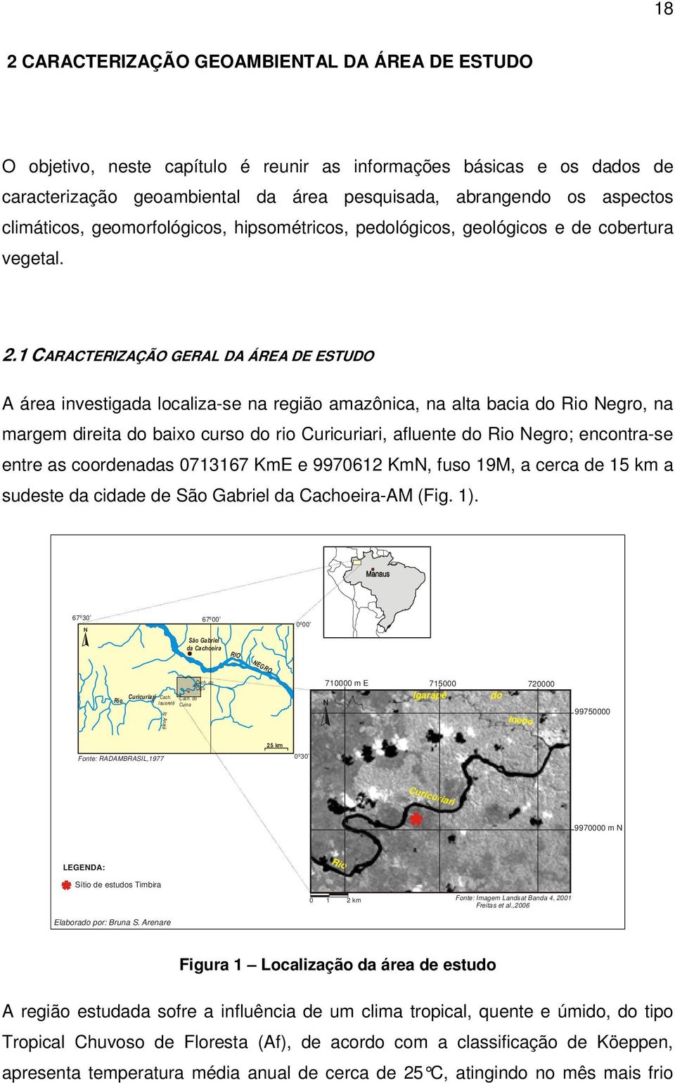 1 CARACTERIZAÇÃO GERAL DA ÁREA DE ESTUDO A área investigada localiza-se na região amazônica, na alta bacia do Rio Negro, na margem direita do baixo curso do rio Curicuriari, afluente do Rio Negro;