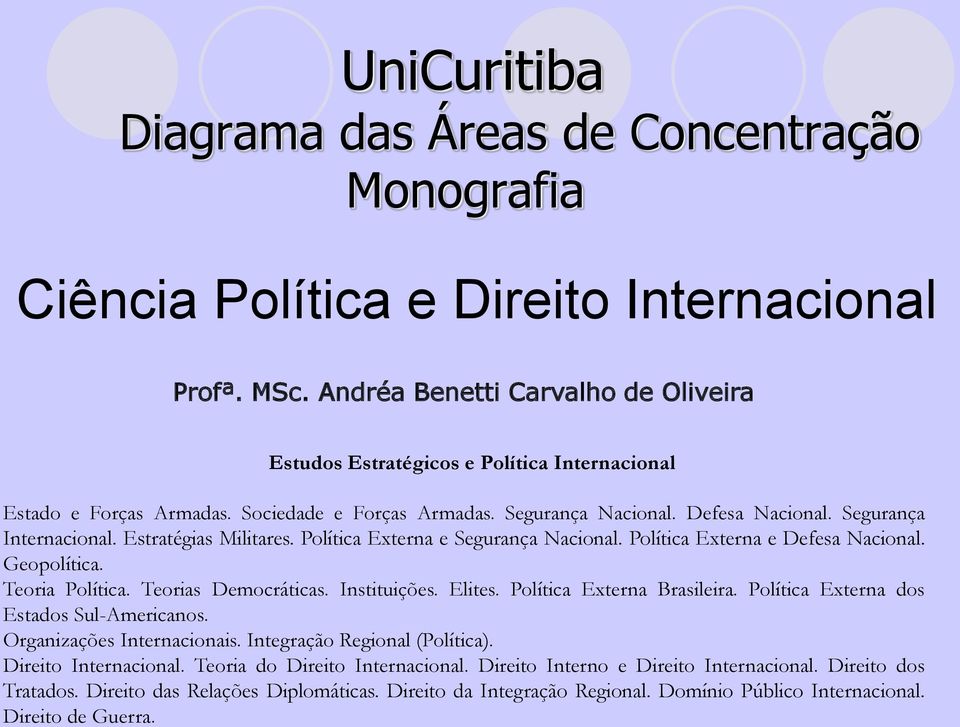 Teorias Democráticas. Instituições. Elites. Política Externa Brasileira. Política Externa dos Estados Sul-Americanos. Organizações Internacionais. Integração Regional (Política).