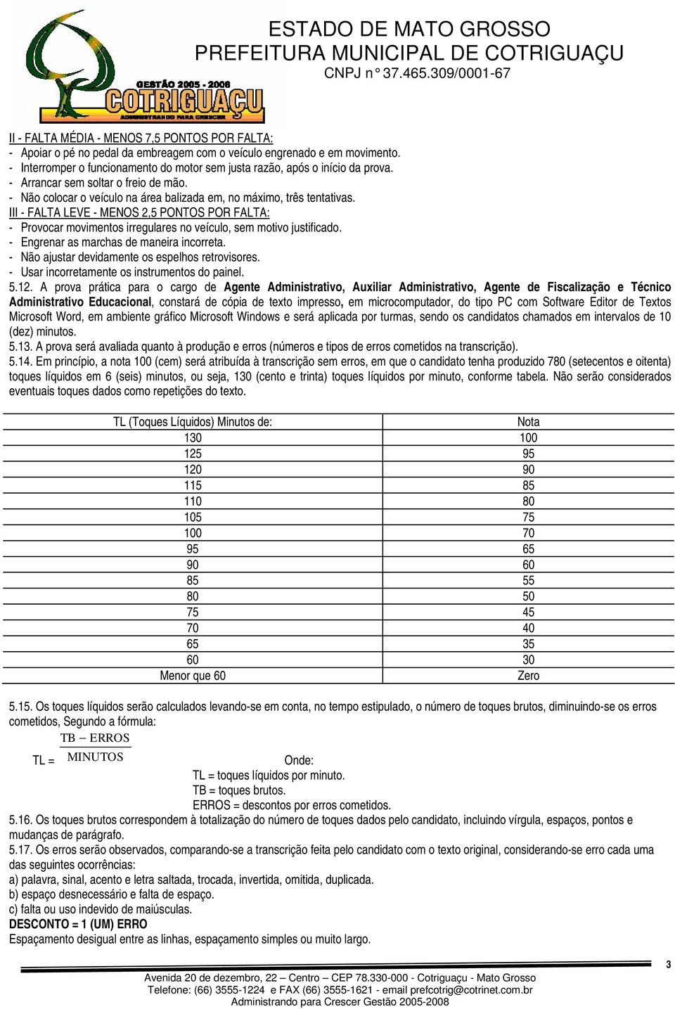 III - FALTA LEVE - MENOS 2,5 PONTOS POR FALTA: - Provocar movimentos irregulares no veículo, sem motivo justificado. - Engrenar as marchas de maneira incorreta.