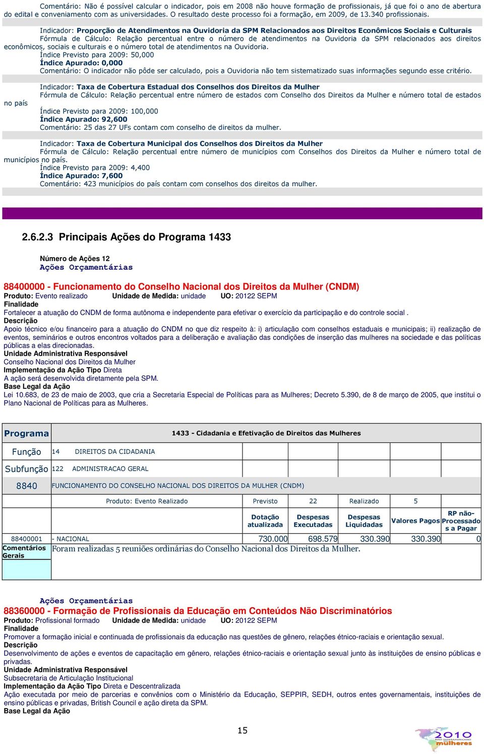 Indicador: Proporção de Atendimentos na Ouvidoria da SPM Relacionados aos Direitos Econômicos Sociais e Culturais Fórmula de Cálculo: Relação percentual entre o número de atendimentos na Ouvidoria da