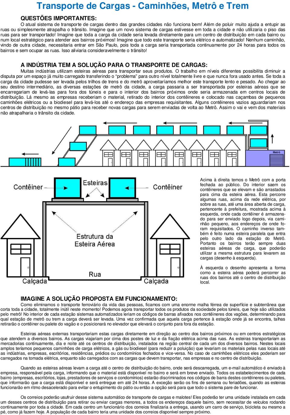 Imagine que um novo sistema de cargas estivesse em toda a cidade e não utilizaria o piso das ruas para ser transportado!