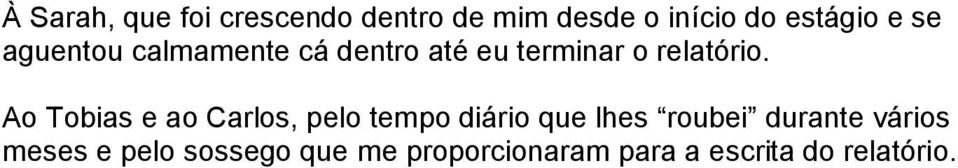 Ao Tobias e ao Carlos, pelo tempo diário que lhes roubei durante