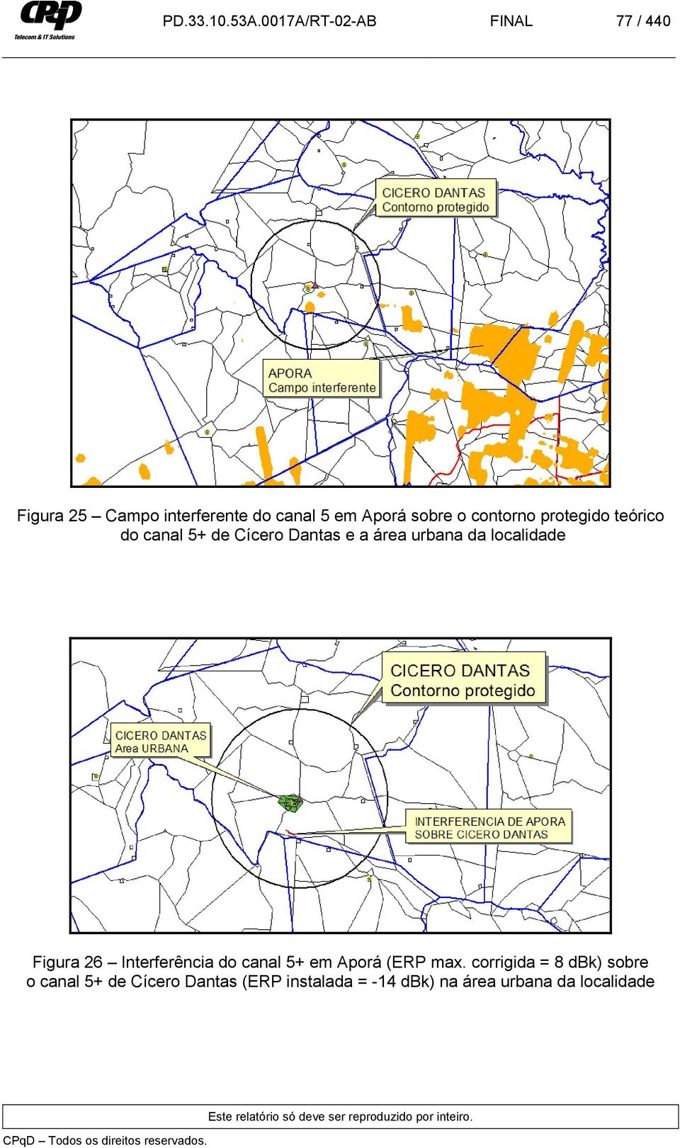 contorno protegido teórico do canal 5+ de Cícero Dantas e a área urbana da localidade