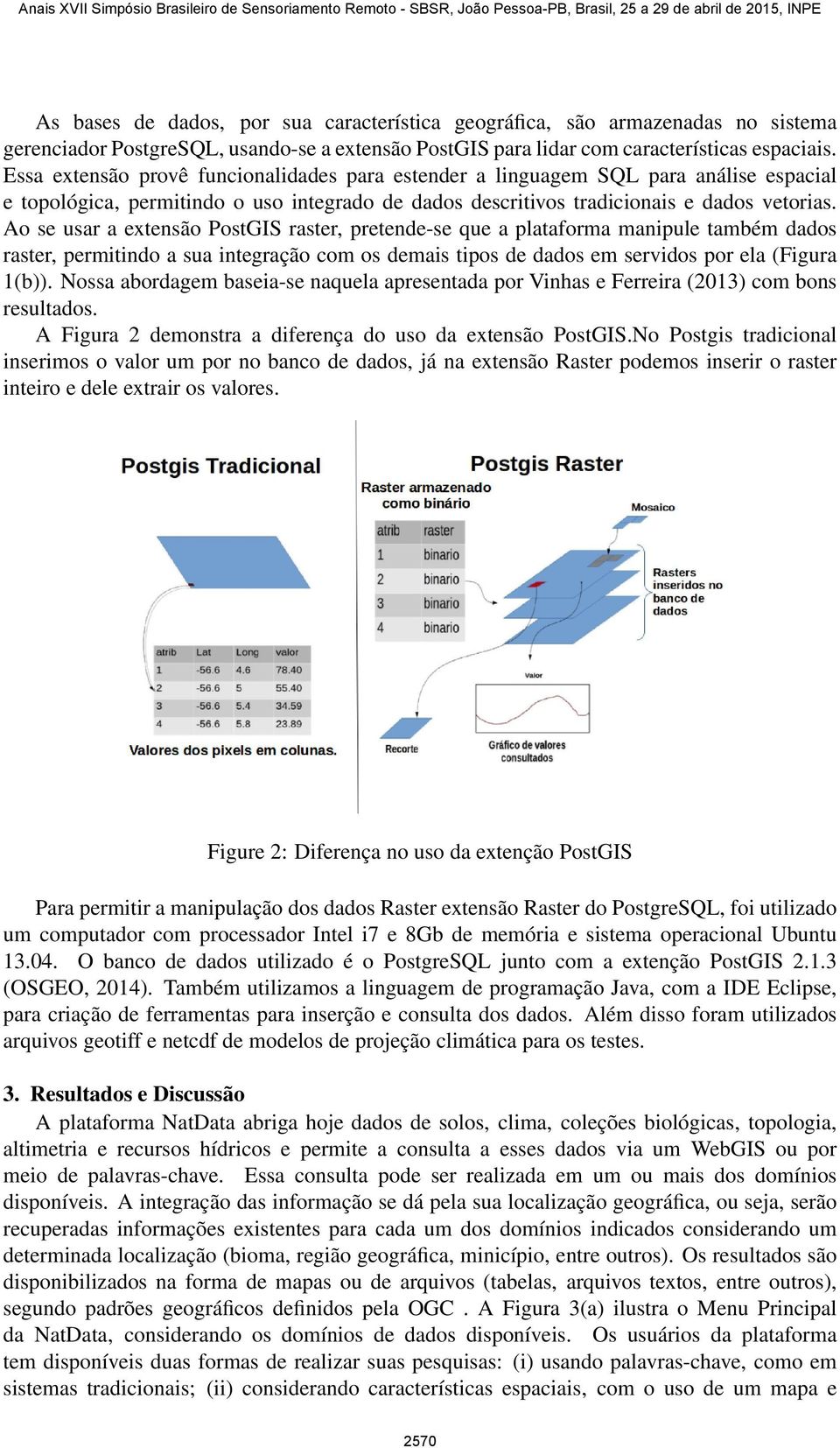 Ao se usar a extensão PostGIS raster, pretende-se que a plataforma manipule também dados raster, permitindo a sua integração com os demais tipos de dados em servidos por ela (Figura 1(b)).