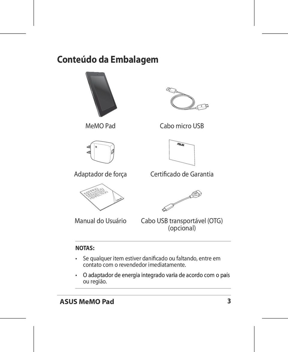 qualquer item estiver danificado ou faltando, entre em contato com o revendedor