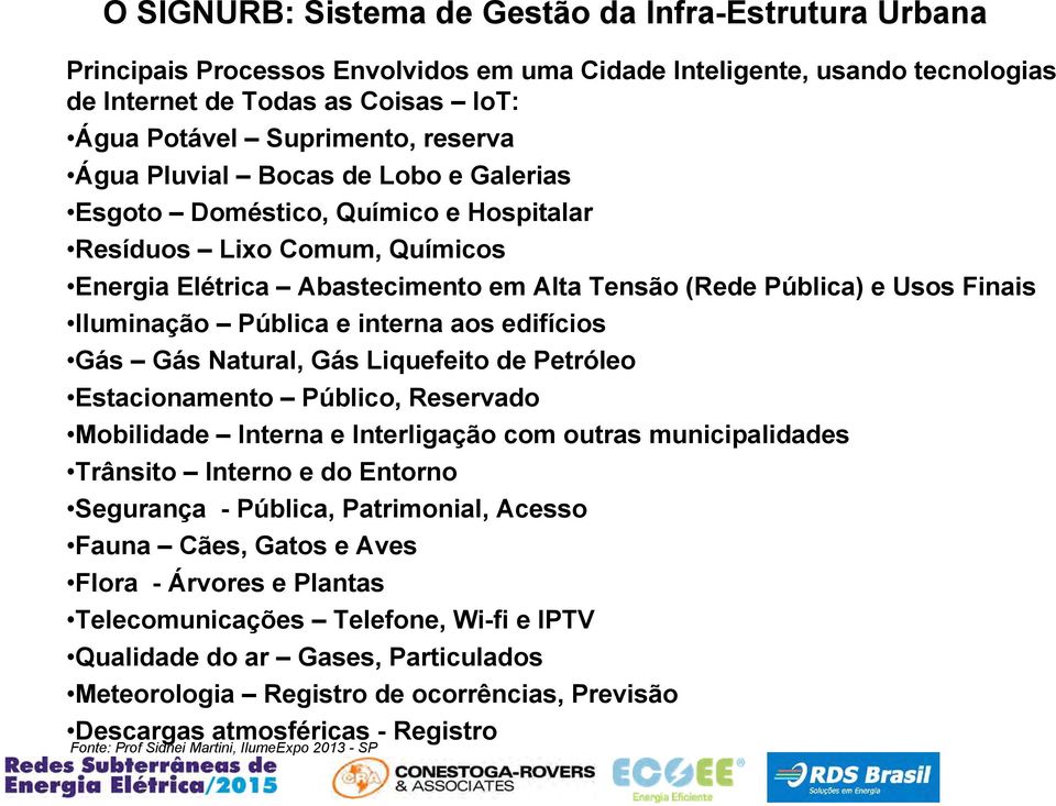 Iluminação Pública e interna aos edifícios Gás Gás Natural, Gás Liquefeito de Petróleo Estacionamento Público, Reservado Mobilidade Interna e Interligação com outras municipalidades Trânsito Interno