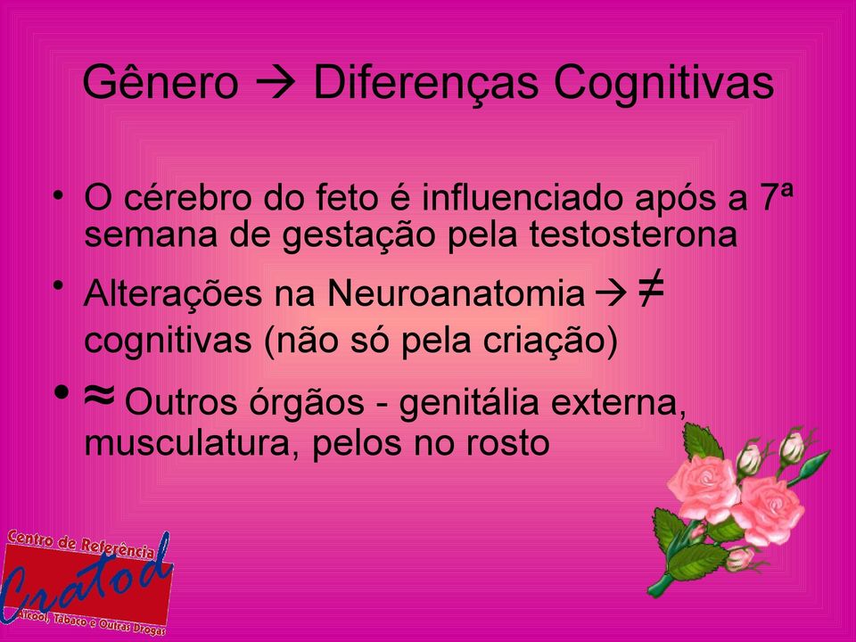 testosterona Alterações na Neuroanatomia cognitivas (não