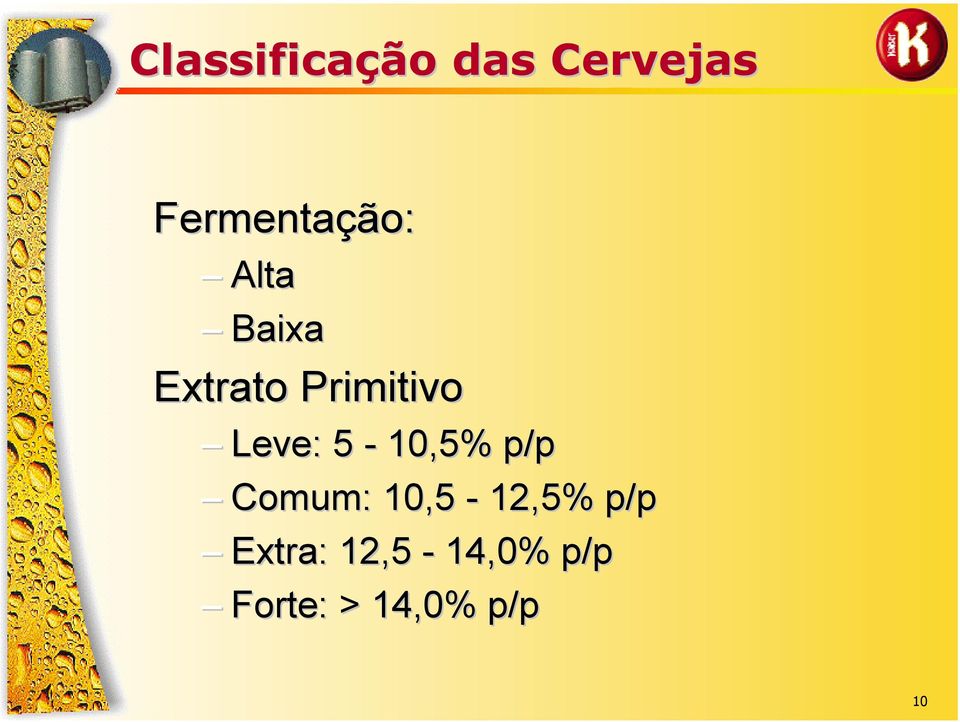 Primitivo Leve: 5-10,5% p/p Comum: