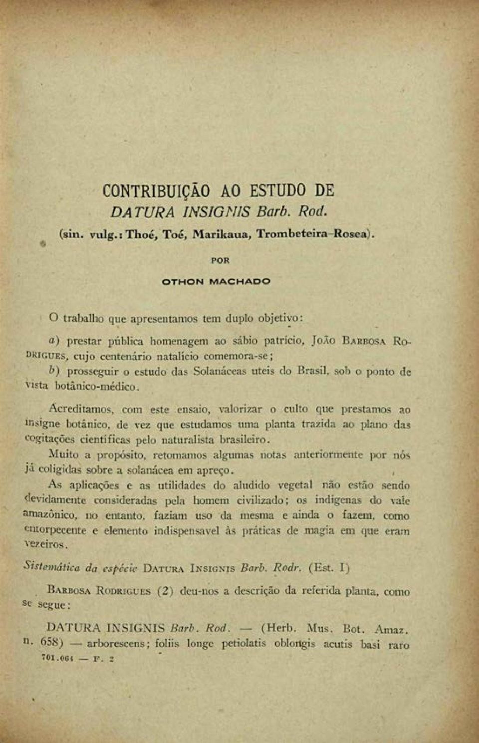 estudo das Solanáceas úteis do Brasil, sob o ponto de vista botânico-médico.