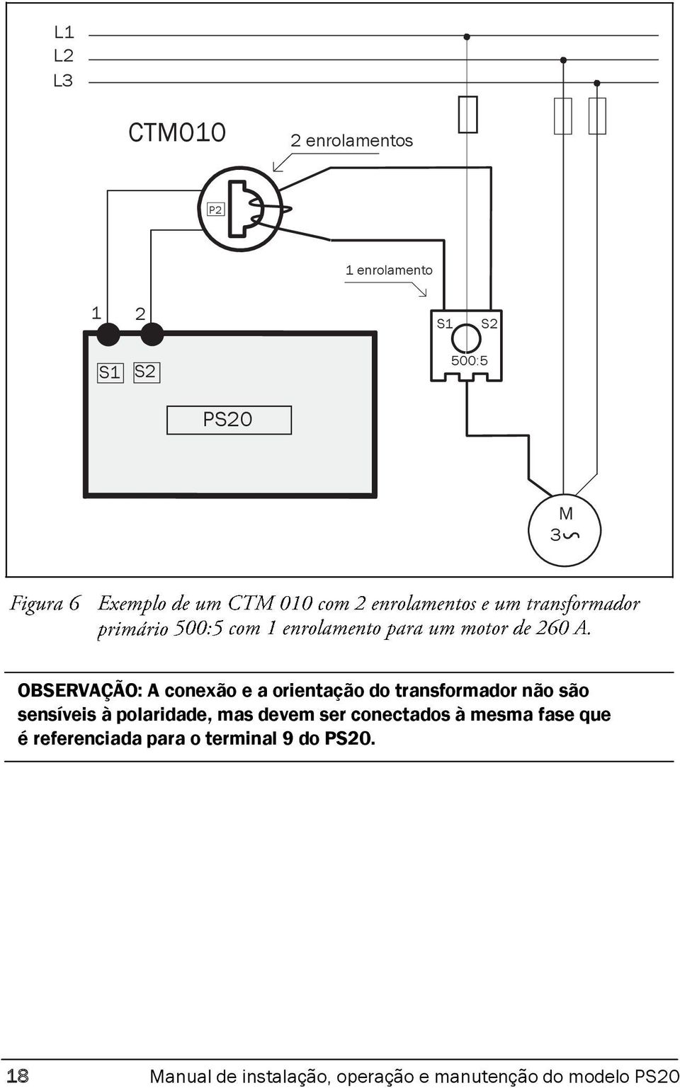 polaridade, mas devem ser conectados à mesma fase que é referenciada para o