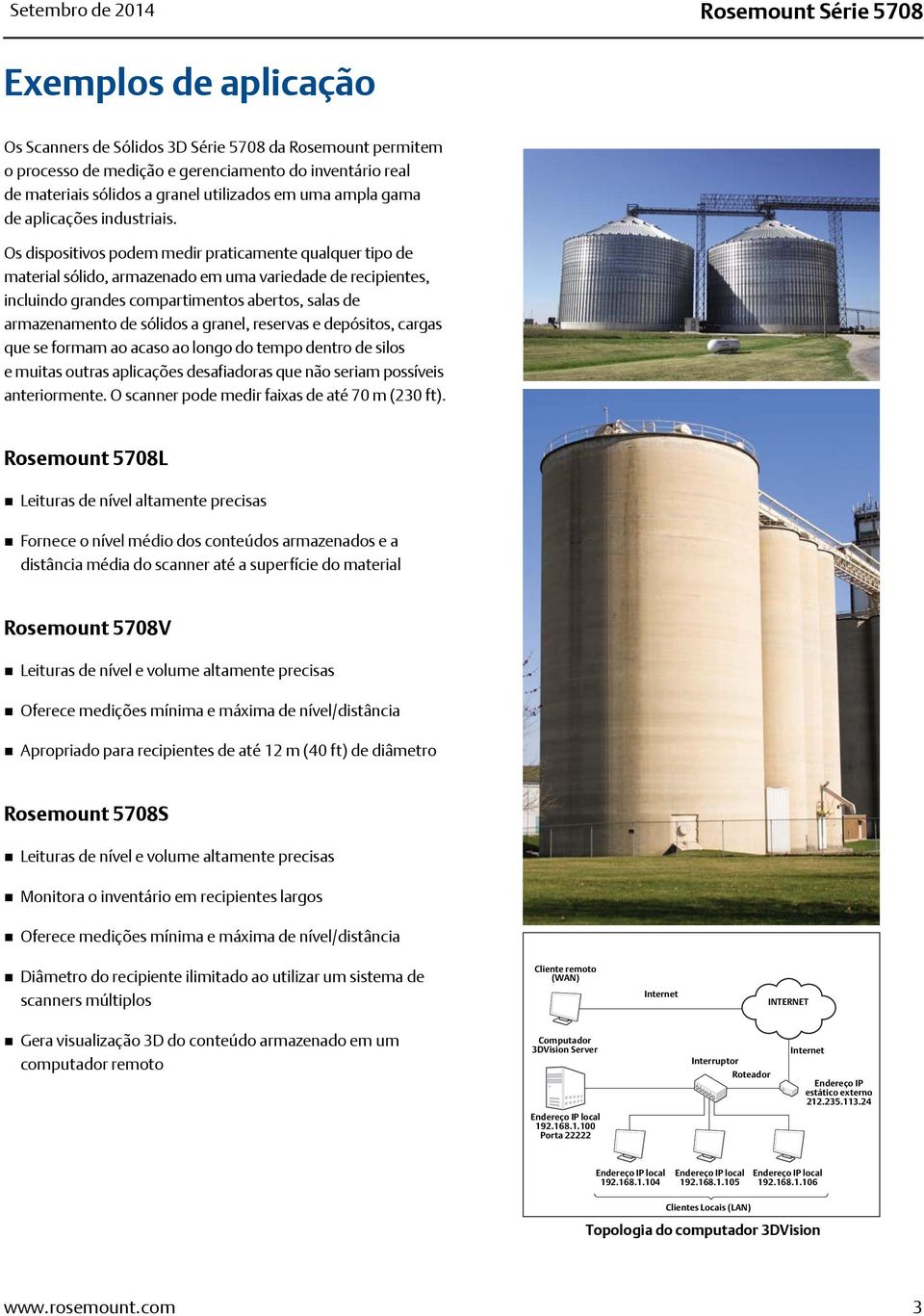 Os dispositivos podem medir praticamente qualquer tipo de material sólido, armazenado em uma variedade de recipientes, incluindo grandes compartimentos abertos, salas de armazenamento de sólidos a