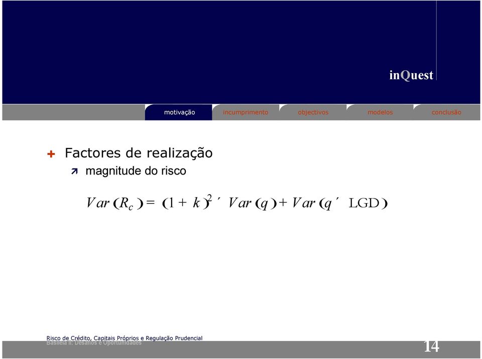 magnitude do risco 2 V ar R =