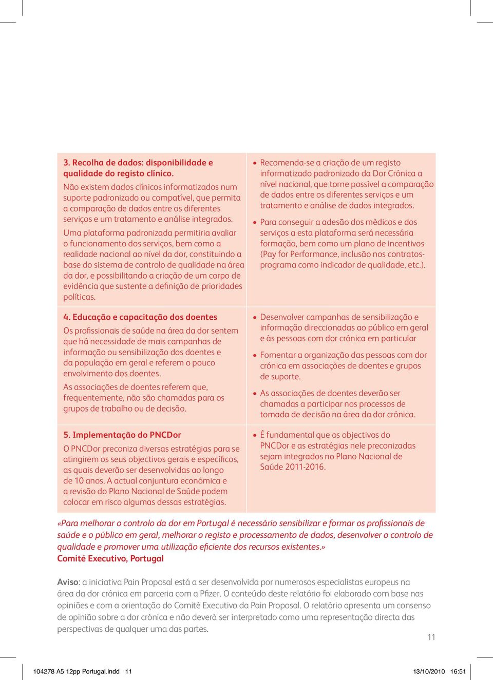 Uma plataforma padronizada permitiria avaliar o funcionamento dos serviços, bem como a realidade nacional ao nível da dor, constituindo a base do sistema de controlo de qualidade na área da dor, e