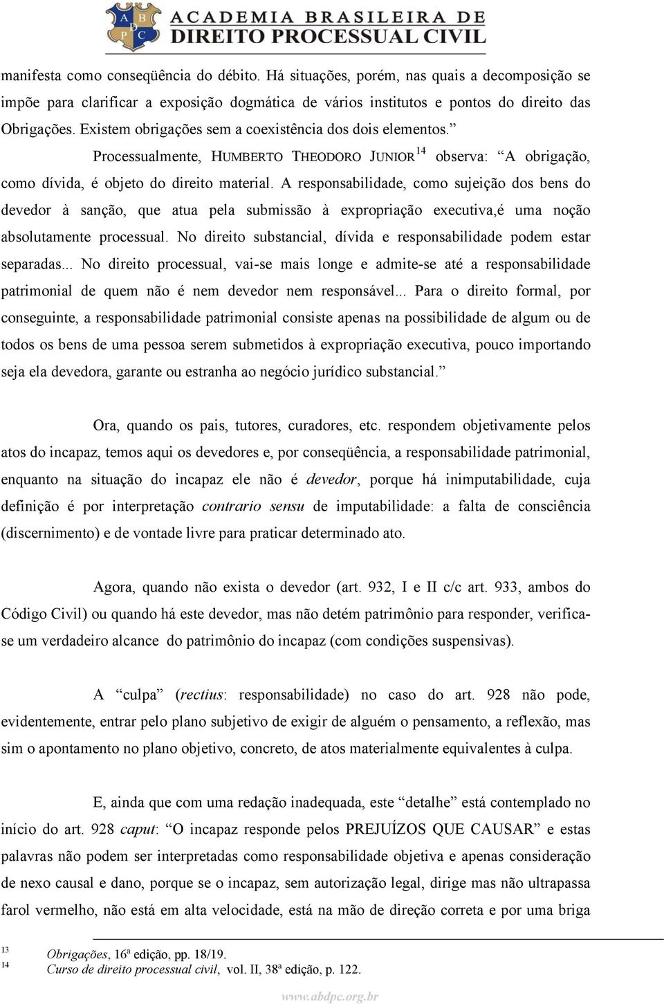 A responsabilidade, como sujeição dos bens do devedor à sanção, que atua pela submissão à expropriação executiva,é uma noção absolutamente processual.